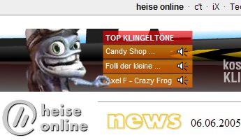 Screenshot von heise.de