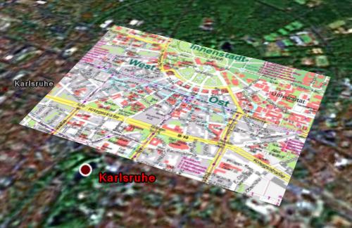 Karlsruhe map as overlay in Google Earth