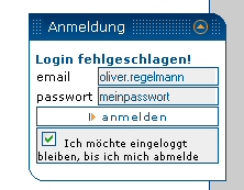 taschenversand.de Login dialog