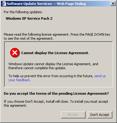 SP2 error message